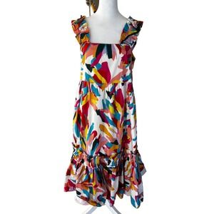 Crosby by‎ Mollie Burch Multicolored Sleeveless Dress Pockets Sz M Vibrant Happy